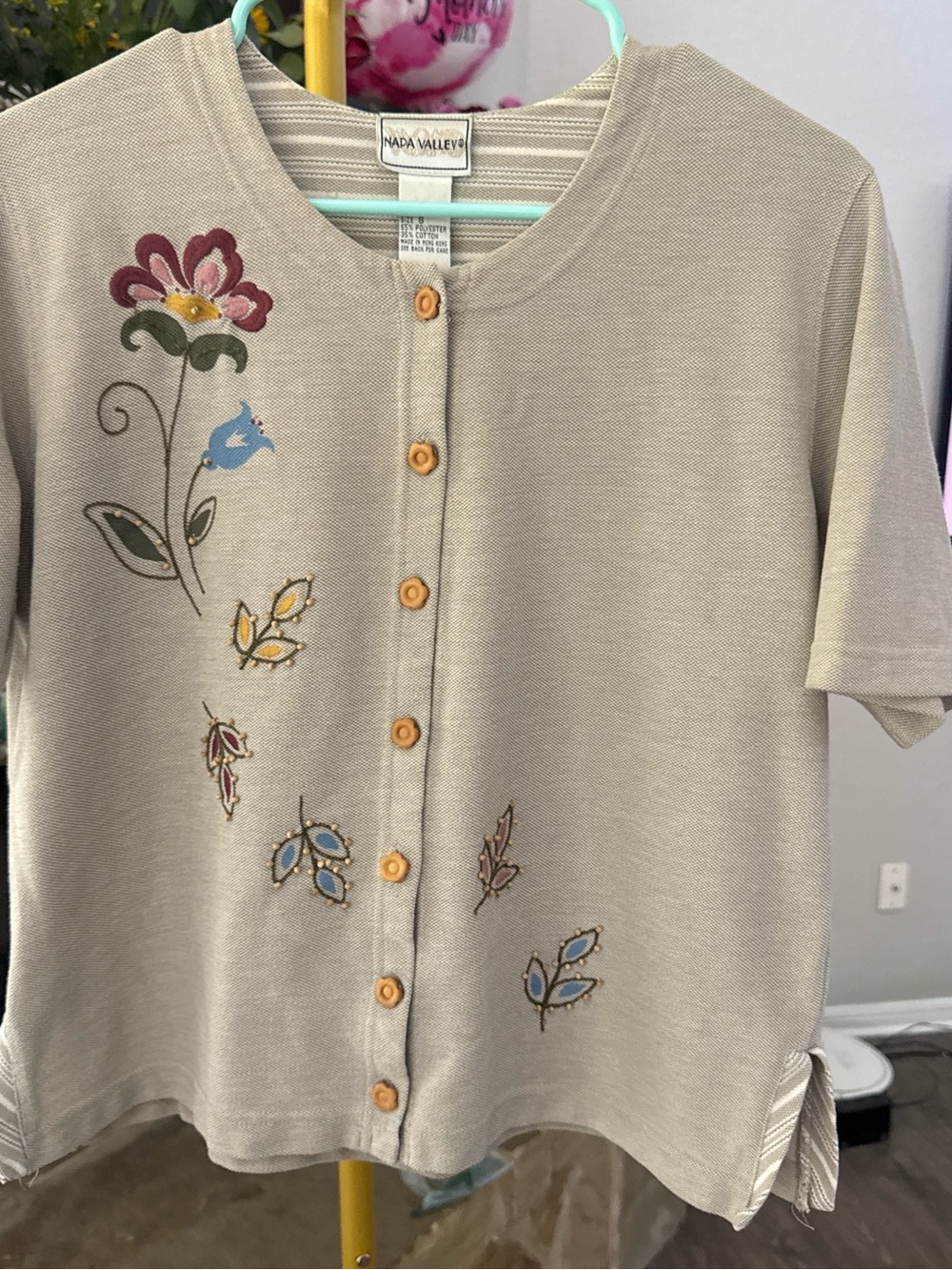 Napa Valley Cream Short Sleeve Button Cardigan